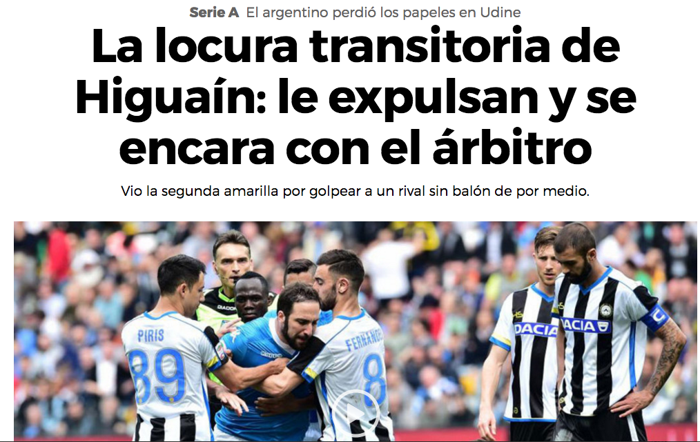 Higuain che perde la testa è su tutti i giornali stranieri