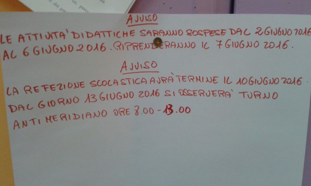 Per i bambini della materna Cinquegrana di Napoli la refezione si ferma oggi, per gli altri no