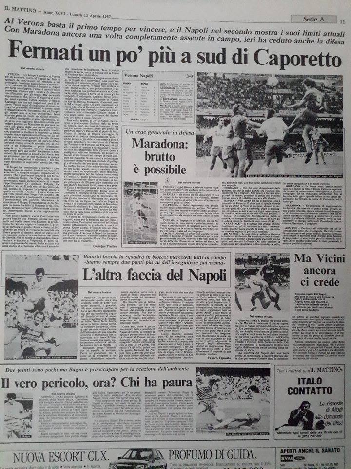 Quando Verona fu una Caporetto, il Napoli rischiò lo scudetto e il grande Pacileo diede 4 a Maradona