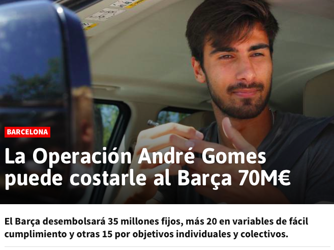 André Gomes al Barcellona è un’operazione da 70 milioni