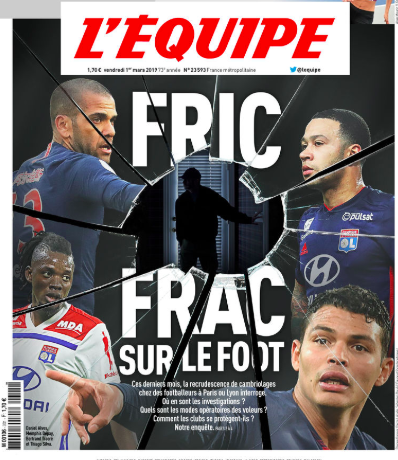 Copertina de L’Equipe: allarme furti con scasso nelle case dei giocatori del Psg