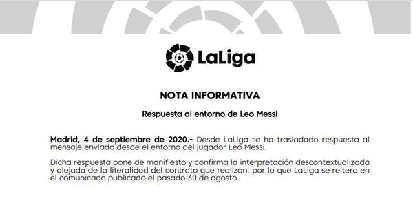 La Liga risponde subito a Messi: sbagliata interpretazione del contratto, non può andar via gratis