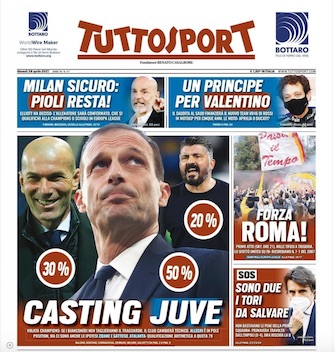 Tuttosport: c’è anche Gattuso in lizza per la Juventus, dietro Allegri e Zidane