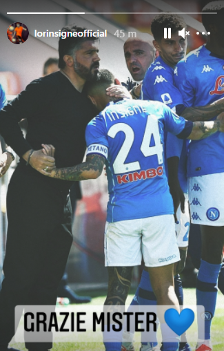 Insigne saluta Gattuso: «Grazie mister»