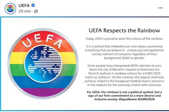 La Uefa: «L’arcobaleno non è un simbolo politico, politica è la scelta di collegarlo all’Ungheria»