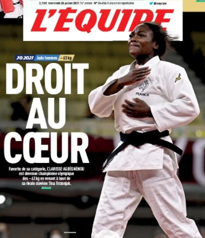 L’Equipe regala la copertina alla judoka Agbégnénou: “Ora sì che te la meriti più di Griezmann”