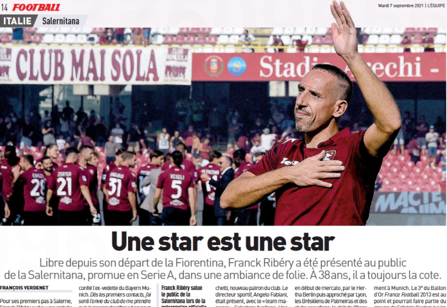 Ribery porta la Salernitana su L’Equipe: «Una star è sempre una star»