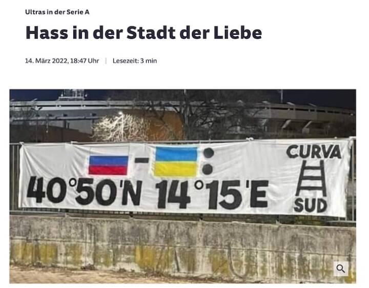 lo striscione di Verona sulla Sueddeutsche Zeitung