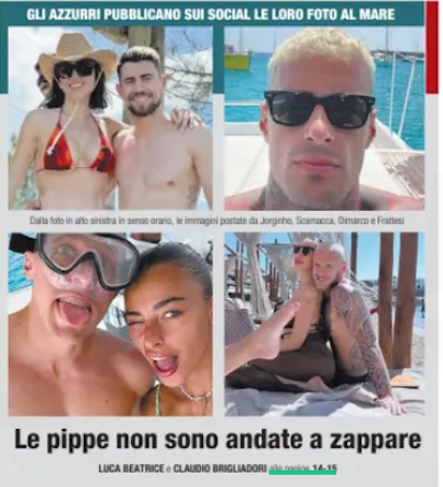 “Le pippe non sono andate a zappare”, Libero contro le foto in vacanza dei nazionali