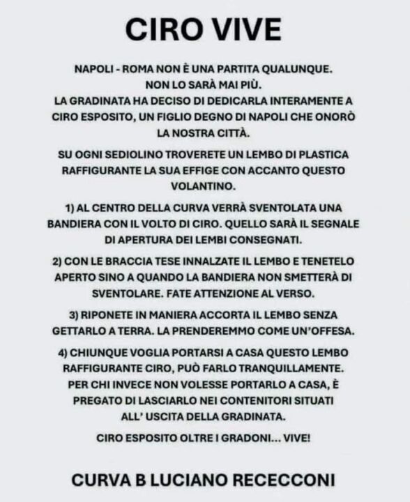 Manifesto Curva BCiro Esposito