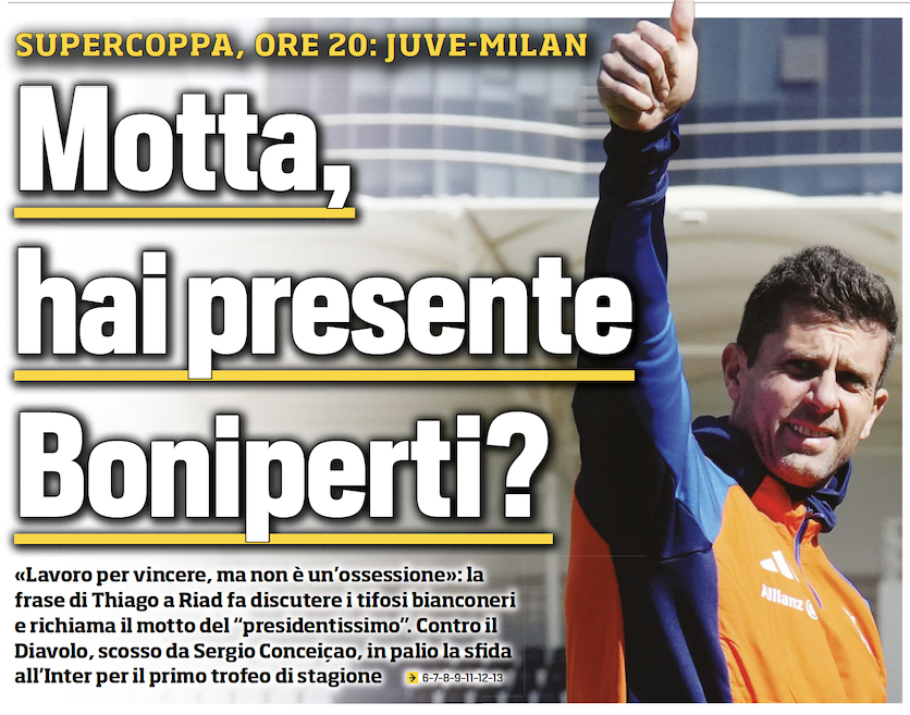 Tuttosport sta impazzendo con Thiago Motta: “dichiarazioni poco juventine, non da grande squadra”