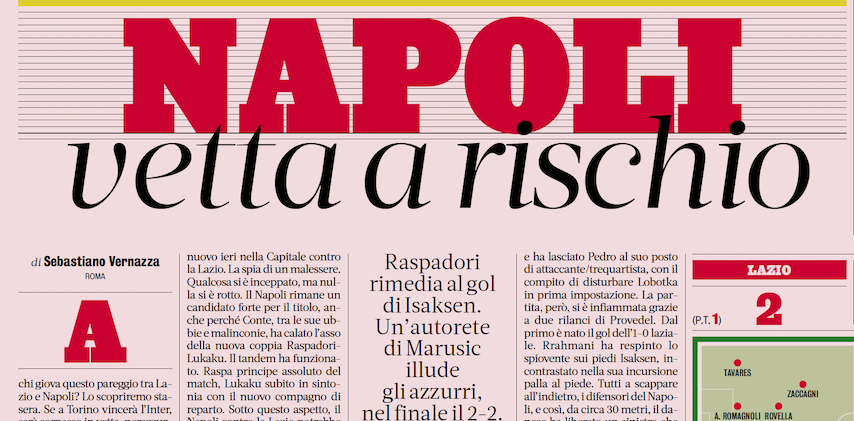 La Gazzetta oggi scriveva: “L’Inter gioca con la freccia che lampeggia”. Si è rotta la freccia